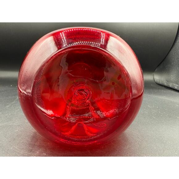Rare Vintage Hand-Blown Ruby Pinch Decanter by Rainbow Glass - Picture 7 of 8